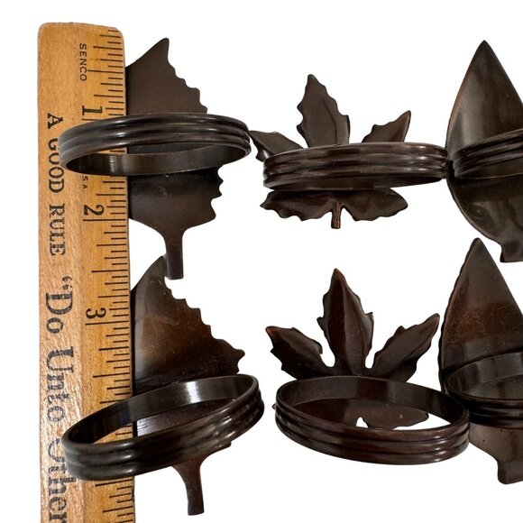 Rustic Leaf Design Napkin Rings Set Of 8 Holiday Fall Home Decor Dining  Brown - Picture 3 of 15
